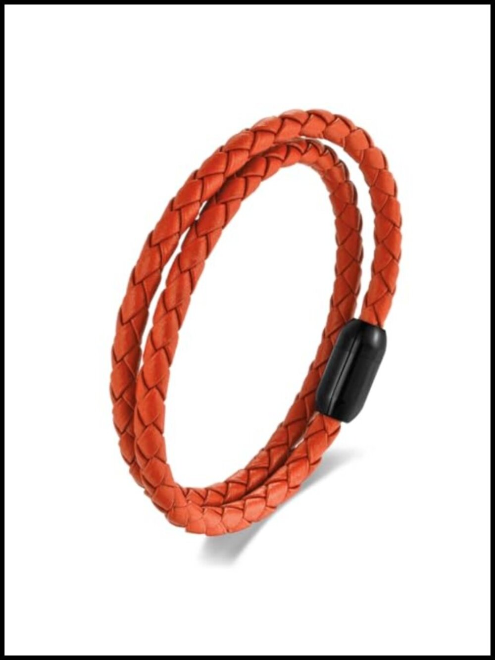 Double Wrap Braided Leather Bracelet with Stainless Steel Clasp, Unisex Necklace